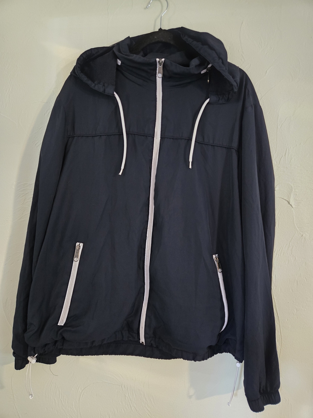 Mossimo Supply Co. Navy Hooded Windbreaker with White Trim
